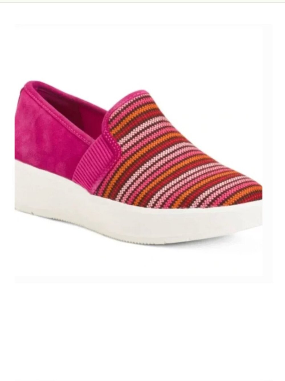 NEW Clarks Layton Petal 9W WIDE Slip On Comfort Sneakers fuchsia Pink